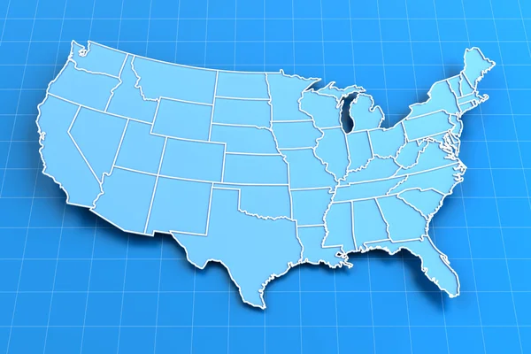 Blue paper map of USA with state borders — Stock Photo, Image