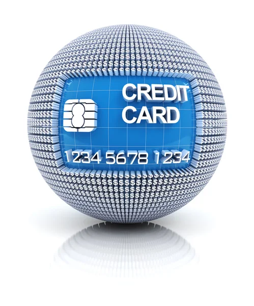 Icono de tarjeta de crédito en globo formado por signo de dólar — Foto de Stock