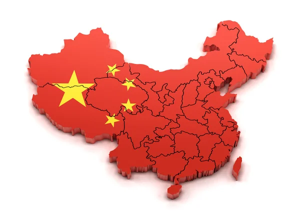 Map of China with provinces and national flag — Stock Photo, Image