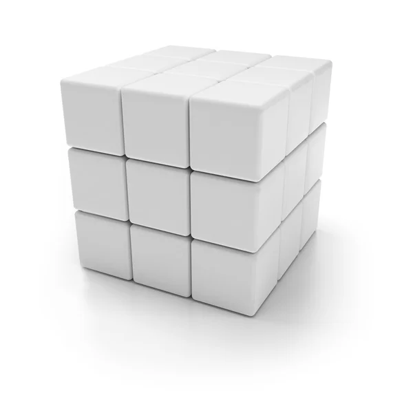 Cubos 3d em branco, fundo branco — Fotografia de Stock