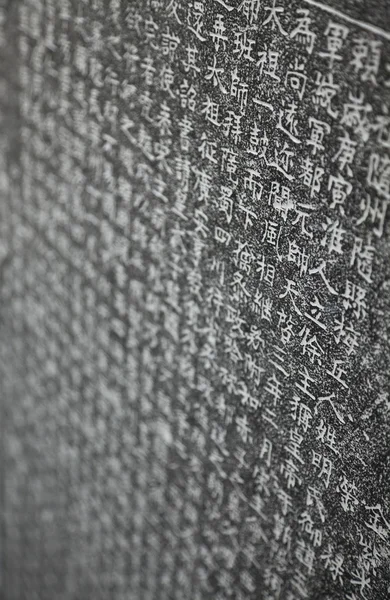 Ancient Chinese characters engraving with selective focus — Stock Photo, Image