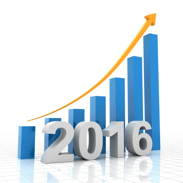 Growth chart for 2016, 3d render — Stock Photo, Image