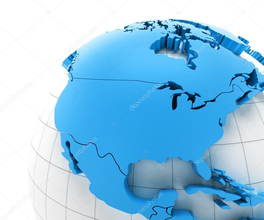 Globe of USA with national borders