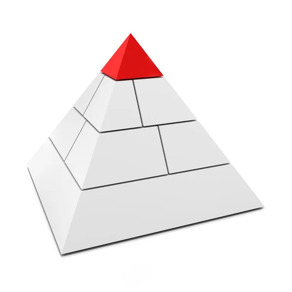 Piramide 3d vuota con pezzo superiore in rosso — Foto Stock