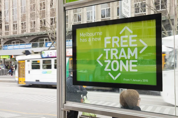 Gratis tram zone in Melbourne — Stockfoto