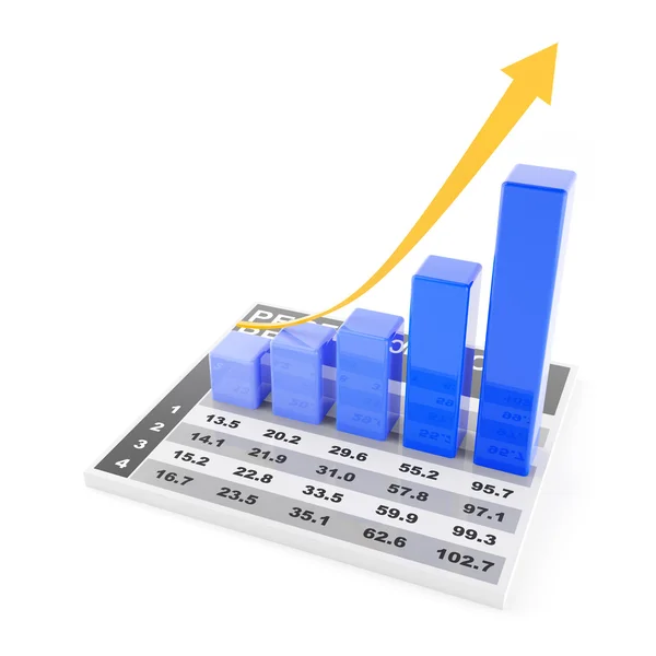 Growth chart with data, 3d render — Stock Photo, Image