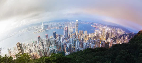 Transizione panoramica da giorno a notte di Hong Kong — Foto Stock