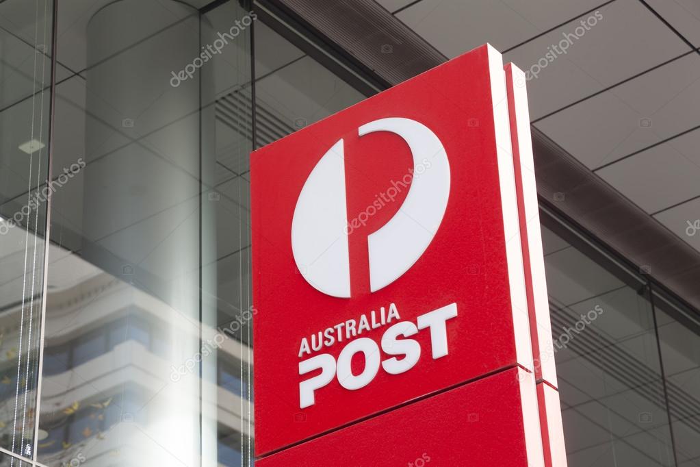Melbourne, Australia - Auguest 28, 2015: Sign of Australia Post outside its office in Bourke Street, Melbourne