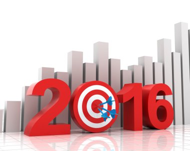 Business target for 2016 with bar chart clipart