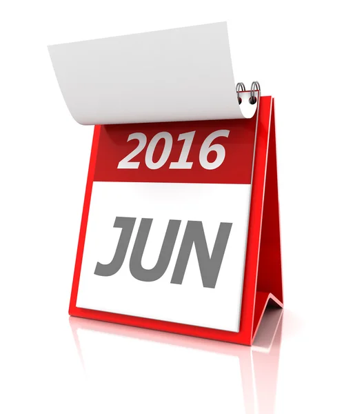 Junio de 2016 calendario, 3d render — Foto de Stock