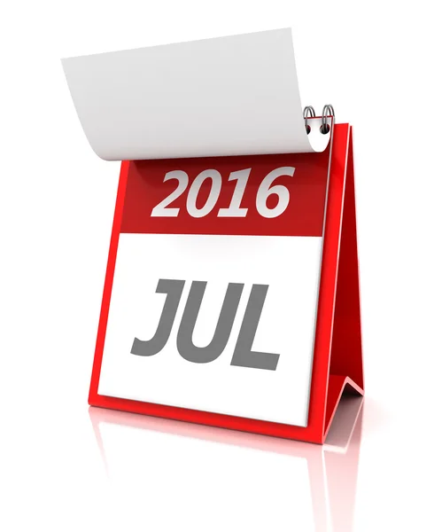 Июль 2016 календарь, 3d рендеринг — стоковое фото