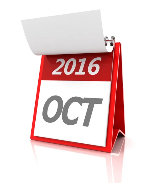 October of 2016 calendar, 3d render — Stock Photo, Image