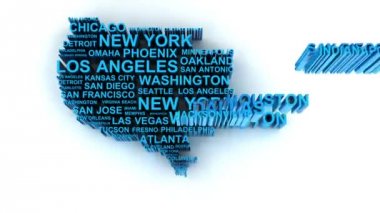 bizim 3D animasyon harita oluşan mat ile ilmekledi büyük şehirlerin adlarına göre