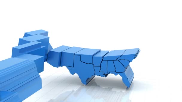 3d animación del mapa de los E.E.U.U., lazo con alfa mate para componer — Vídeo de stock