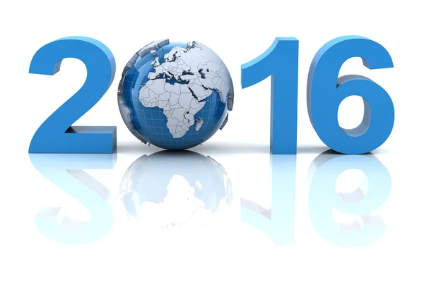 New year 2016 with globe — Stock Photo, Image