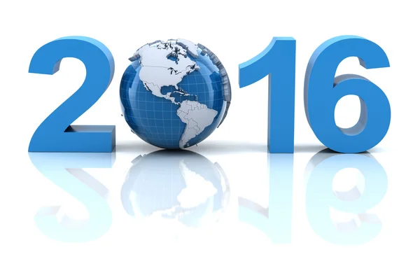 New year 2016 with globe — Stock Photo, Image