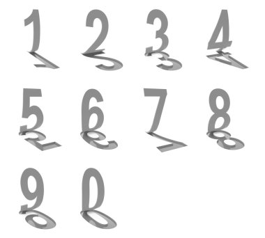 Numaraları beyaz arka planda, 3d render