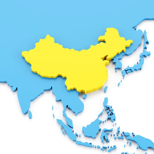 Map with China in yellow — Stock Photo, Image