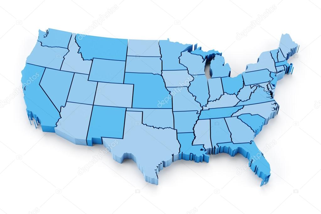 Map of USA with state borders