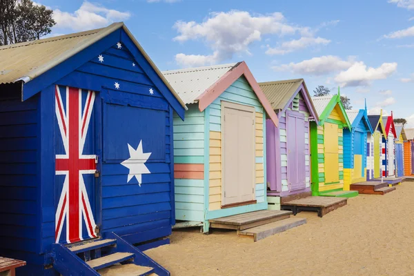 Bathing boxes in a beach with copyspace — Stock Photo, Image