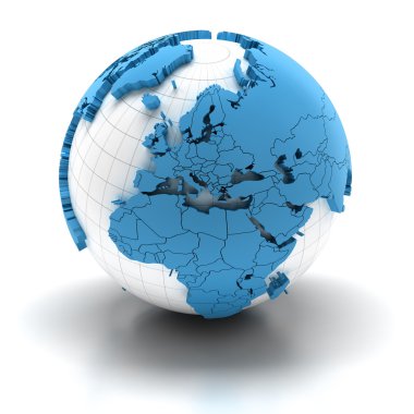 Haddelenmiş kıta, Avrupa ve Afrika bölgeleri Küre