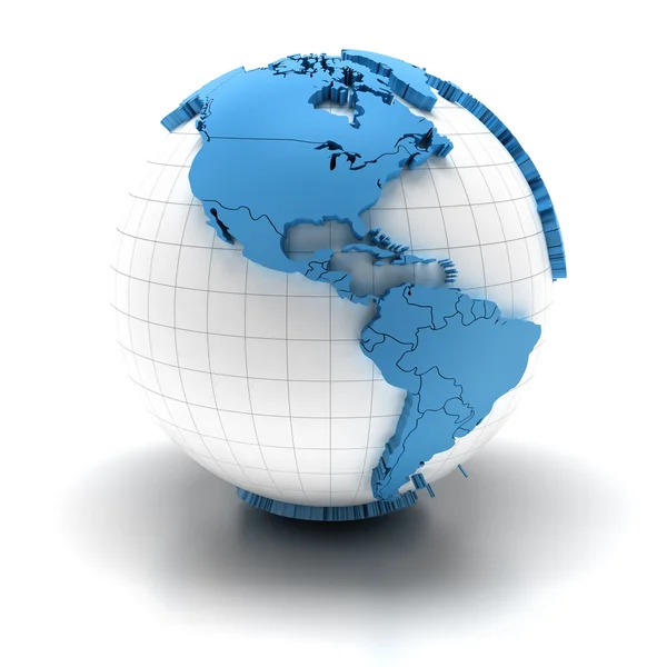 Globe with extruded continents, North and South America regions — Stock Photo, Image