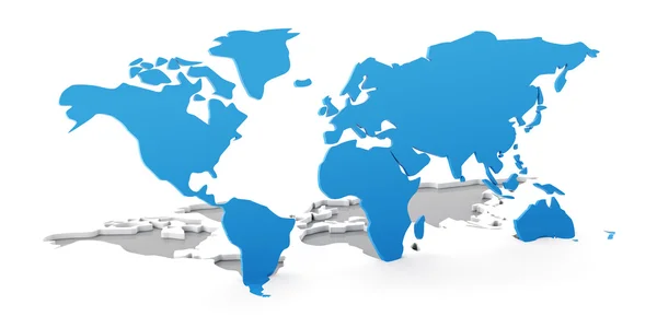 Detail 3d Weltkarte hochklappen von weißem Hintergrund — Stockfoto
