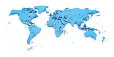 Ulusal sınırları, 3d render ile detay dünya haritası