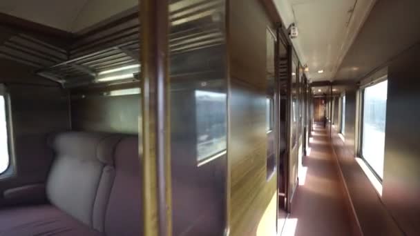 Walking inside train compartment — Stock Video