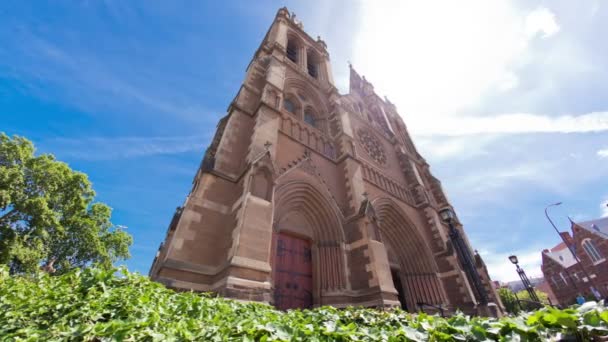 Motorized dolly timelapse video of a cathedral in Adelaide, Australia — Stock Video