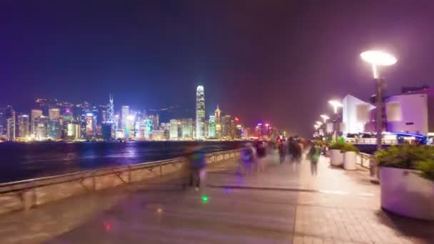 Vídeo de hiperlapso del muelle de Victoria Harbour en Hong Kong — Vídeos de Stock