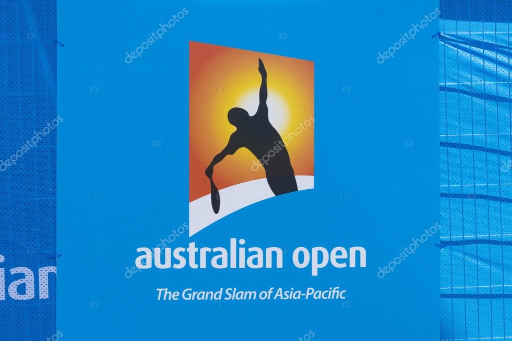Melbourne, Australia - Jan 7, 2016: Billboard with Australian Open logo. The Australian Open is a major tennis tournament held annually in Melbourne, Australia