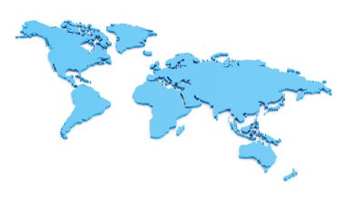 Detay dünya haritası, 3d render