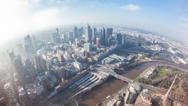 Timelapse vídeo de uma cidade, vista aérea fisheye — Vídeo de Stock