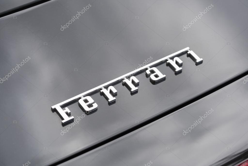 Melbourne, Australia - Oct 23, 2015: Close-up view of the logo of a Ferrari on public display in a car show