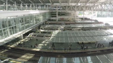 Bir tren istasyonunda commuters Timelapse video