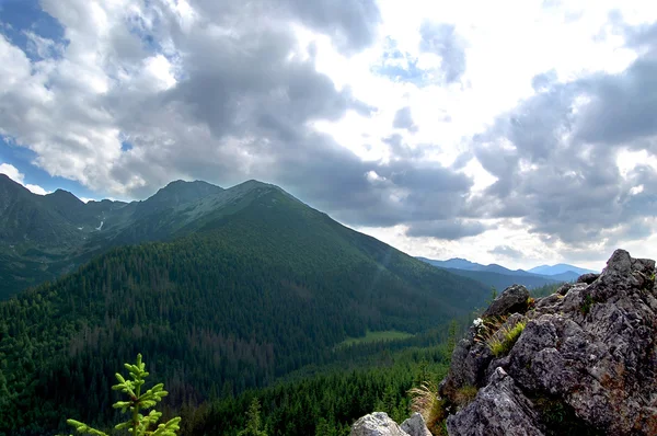 Beau paysage de montagne avec vue sur la vallée profonde — Photo