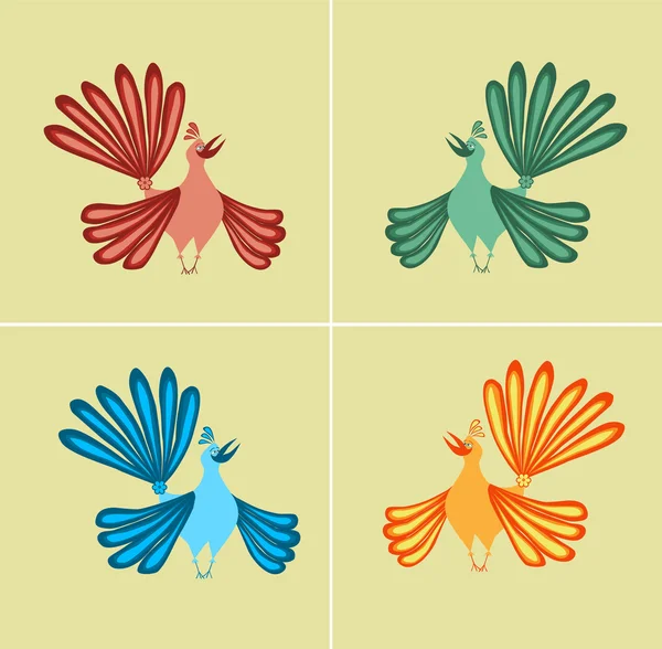 Aves coloridas — Vector de stock