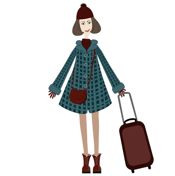 Girl with red bag — Stock Vector