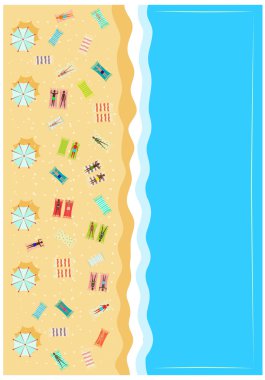 insanlar üzerinde plaj Üstten Görünüm