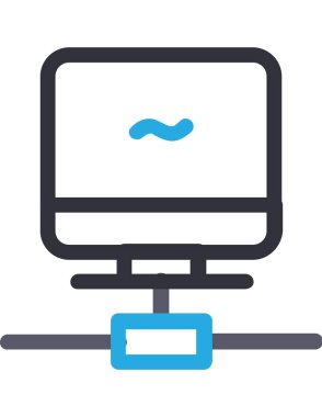 bilgisayar ve fare çizgi vektör simgesi.