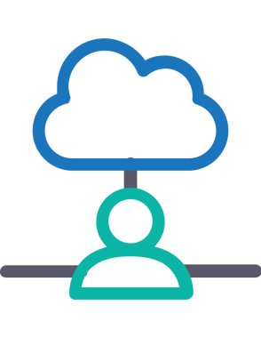 bulut hesaplama ve teknoloji çizgisi vektör simgesi.