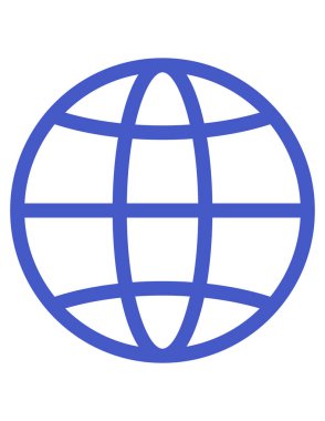 Ticaret setinden dünya ikonu. Vektör biçimi, yuvarlak açılı, kobalt ve cyan kenarlı çift renkli düz simgedir.