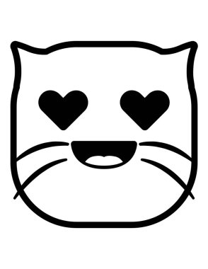 kedi emoji yassı ikon vektör çizimi