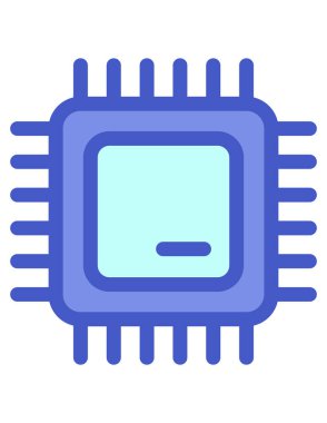 İşlemci yonga simgesi. vektör biçimi yuvarlak açılı, cyan ve mavi renkli çift renkli düz ikonik semboldür.,