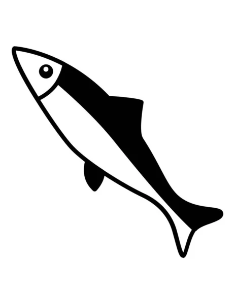 Ryba Ikona Černém Stylu Izolované Bílém Pozadí Ukázka Vektorového Symbolu — Stockový vektor