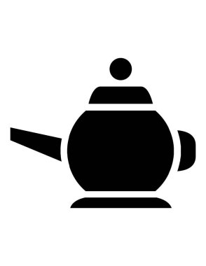 Çaydanlık ve bardak ikonu. Siyah illüstrasyon ağ için beyaz arkaplanda izole edildi