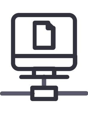 bilgisayar ve dosya satırı vektör simgesi.