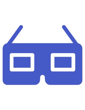 Gözlük vektör simgesi. bicolor düz sembol, kobalt ve gri renkler, yuvarlak açılar, beyaz arkaplan