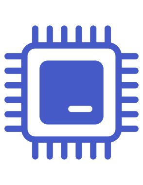 İşlemci yonga simgesi. vektör biçimi yuvarlak açılı, cyan ve mavi renkli çift renkli düz ikonik semboldür.,